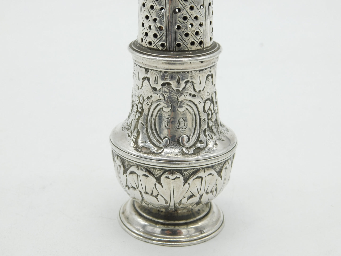 George II Sterling Silver Floral Muffineer Caster Antique 1759 London Georgian