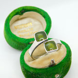 Aksel Holmsen Norway Sterling Silver Green Enamel Crossover Ring Vintage c1960