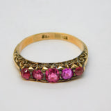 Victorian 18ct Gold Graduated Five-Stone Ruby Dress Ring Antique c1880