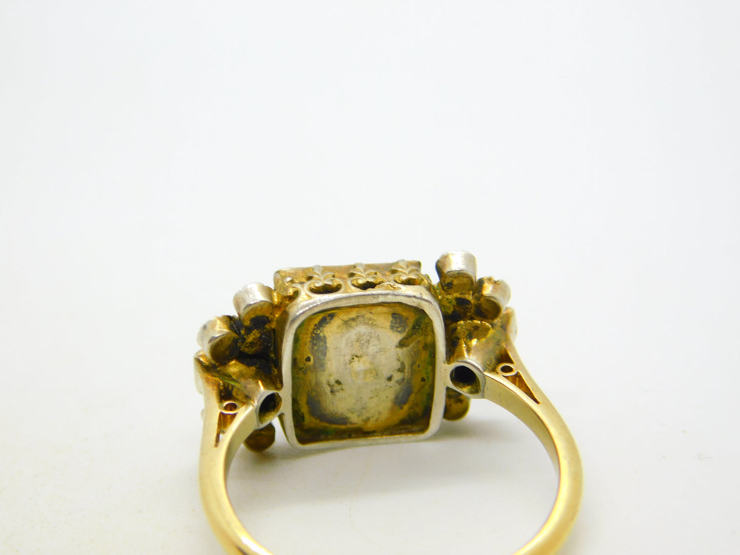 18th Century 18ct Gold, Green Paste, Ruby Mourning Ring Antique c1790 Georgian