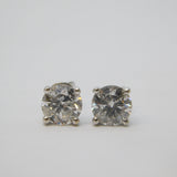 Pair of 18ct White Gold & 1.5ct Brilliant Cut Diamond Stud Earrings Vintage