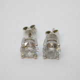 Pair of 18ct White Gold & 1.5ct Brilliant Cut Diamond Stud Earrings Vintage