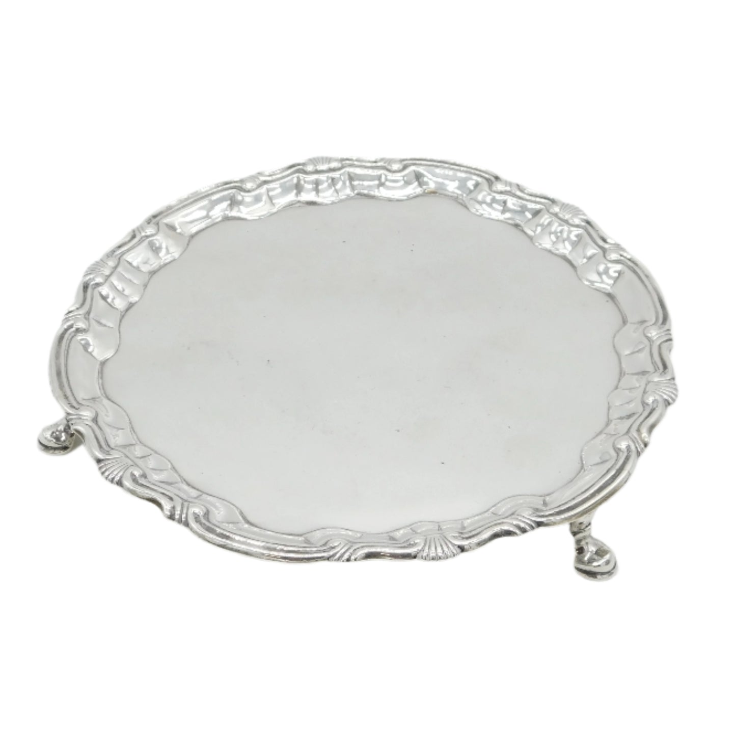 George II Sterling Silver Salver Dish Antique 1755 London William Peaston