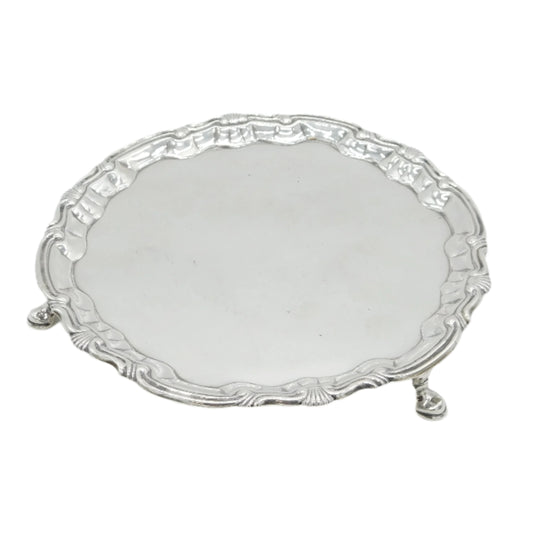 George II Sterling Silver Salver Dish Antique 1755 London William Peaston