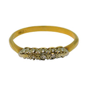Victorian 18ct Yellow Gold & Three-Stone Diamond Dress Ring Antique c1880