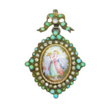 18th Century Austro-Hungarian Sterling Silver, Pearl, Turquoise Mourning Pendant c1790