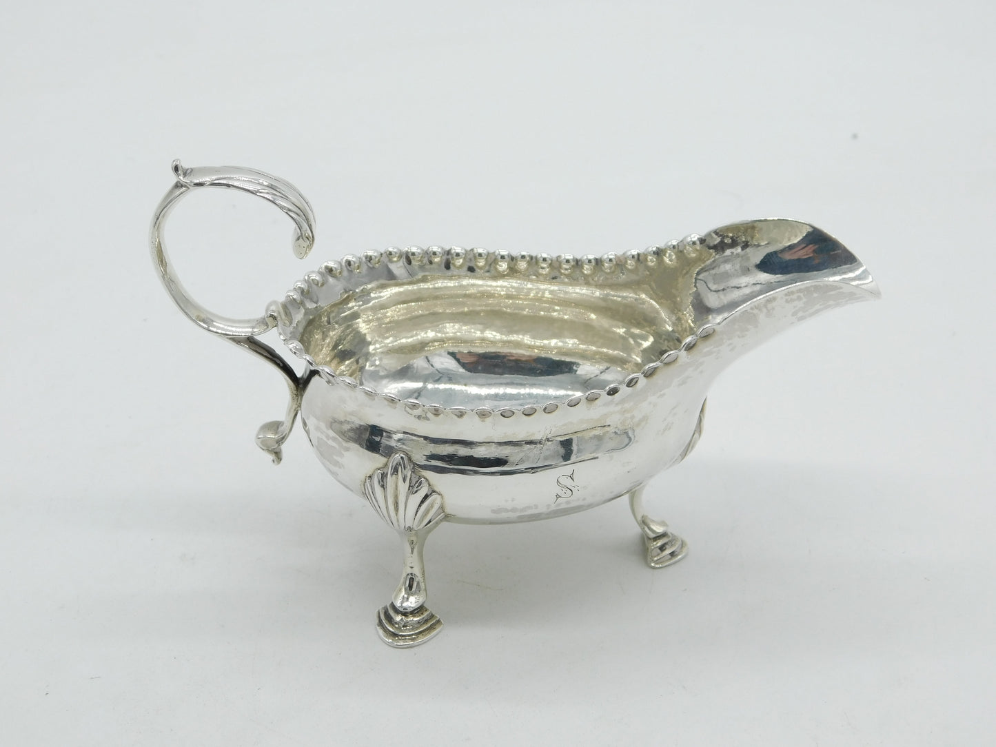 George III Sterling Silver Sauce Boat Pie Crust Edge Antique 1776 London