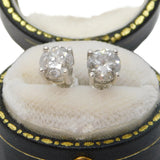 Pair of 18ct White Gold & 1.5ct Brilliant Cut Diamond Stud Earrings Vintage