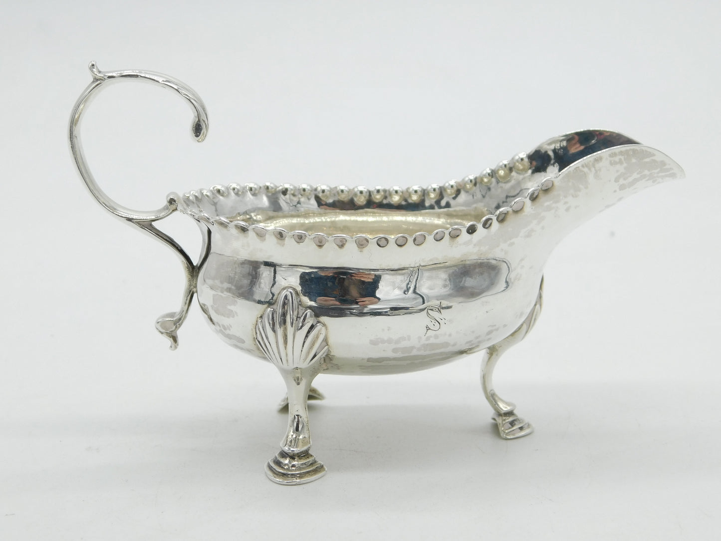 George III Sterling Silver Sauce Boat Pie Crust Edge Antique 1776 London