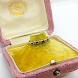 9ct Yellow Gold, Diamond & Sapphire Half Eternity Ring Vintage 1967 London