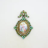 18th Century Austro-Hungarian Sterling Silver, Pearl, Turquoise Mourning Pendant c1790