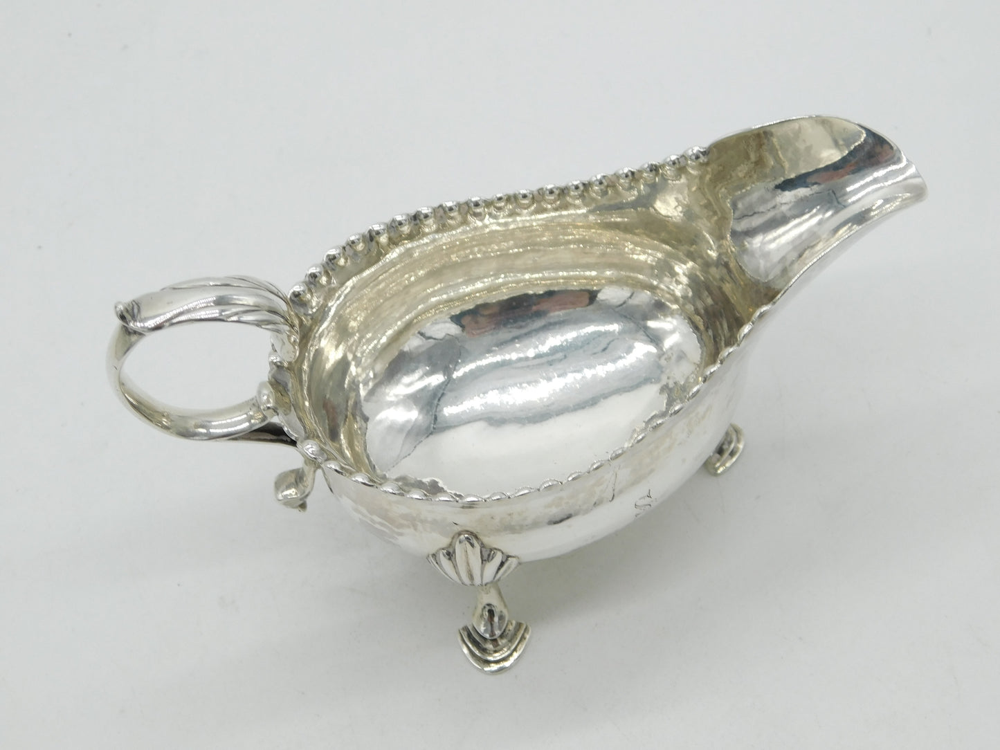 George III Sterling Silver Sauce Boat Pie Crust Edge Antique 1776 London