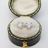 Pair of 18ct White Gold & 1.5ct Brilliant Cut Diamond Stud Earrings Vintage