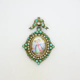 18th Century Austro-Hungarian Sterling Silver, Pearl, Turquoise Mourning Pendant c1790