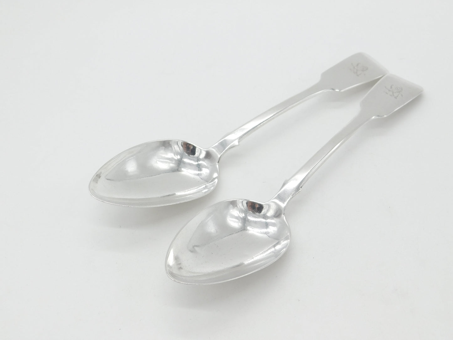 Pair of Georgian Sterling Silver Lion Crested Serving Spoons 1837 London Antique