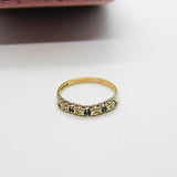 9ct Yellow Gold, Diamond & Sapphire Half Eternity Ring Vintage 1967 London