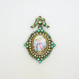 18th Century Austro-Hungarian Sterling Silver, Pearl, Turquoise Mourning Pendant c1790