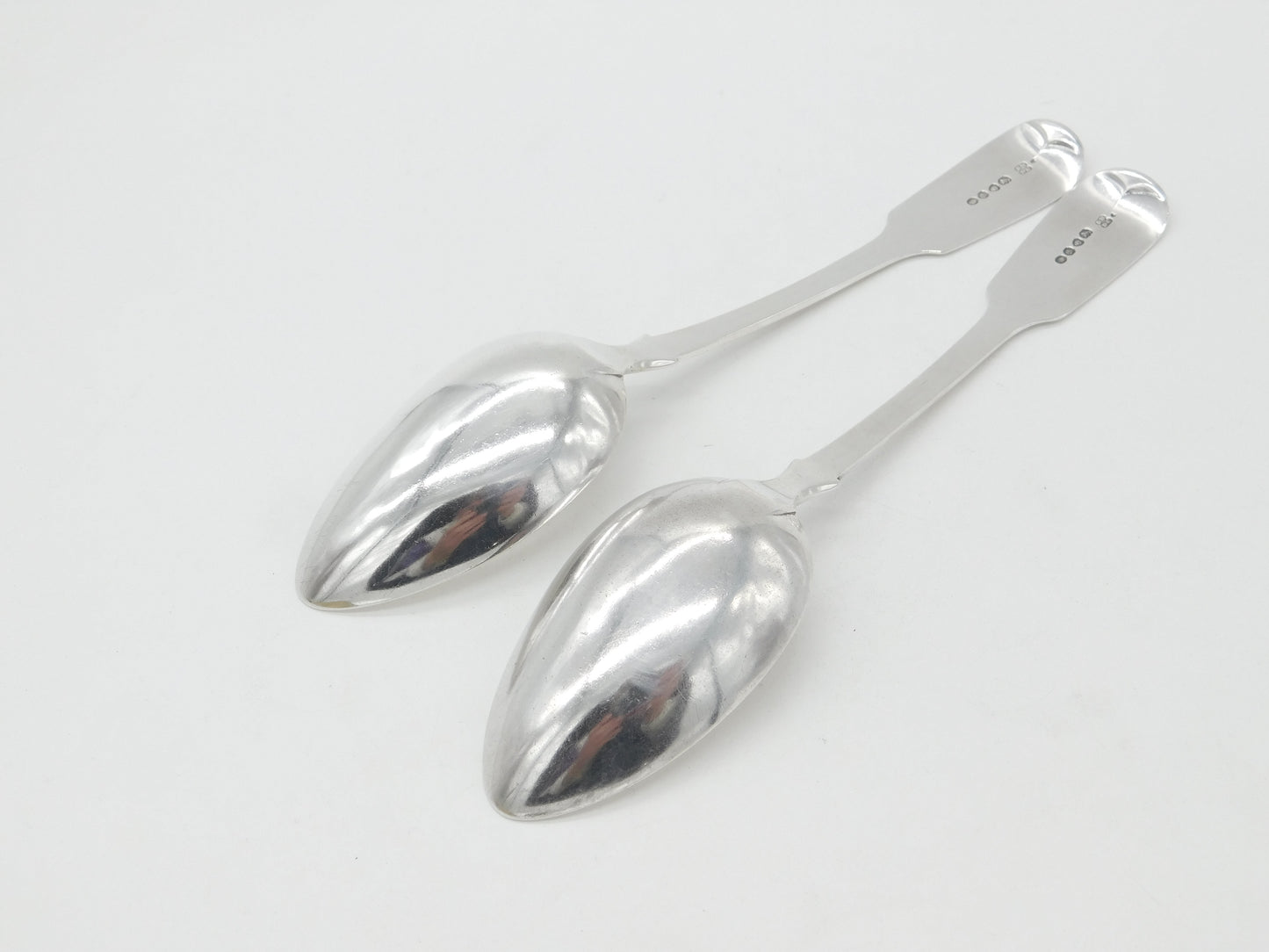 Pair of Georgian Sterling Silver Lion Crested Serving Spoons 1837 London Antique