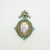 18th Century Austro-Hungarian Sterling Silver, Pearl, Turquoise Mourning Pendant c1790