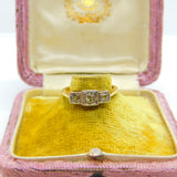 Victorian Style 18ct Yellow Gold 0.2ct Diamond Set Three Stone Ring 1985 Vintage
