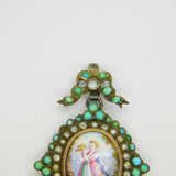 18th Century Austro-Hungarian Sterling Silver, Pearl, Turquoise Mourning Pendant c1790