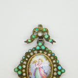 18th Century Austro-Hungarian Sterling Silver, Pearl, Turquoise Mourning Pendant c1790