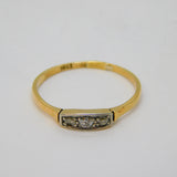 Victorian 18ct Yellow Gold Three-Stone Diamond Dress Ring Antique c1880