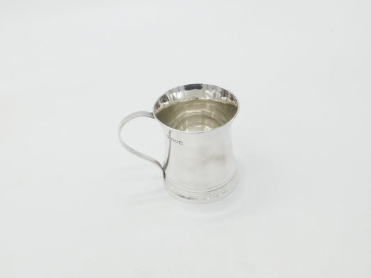 Sterling Silver Curved Form Christening Mug Tankard 1912 London Antique