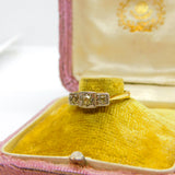 Victorian Style 18ct Yellow Gold 0.2ct Diamond Set Three Stone Ring 1985 Vintage