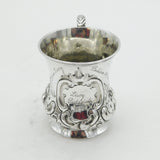 Victorian Sterling Silver Floral Pattern Christening Mug Antique 1861 London
