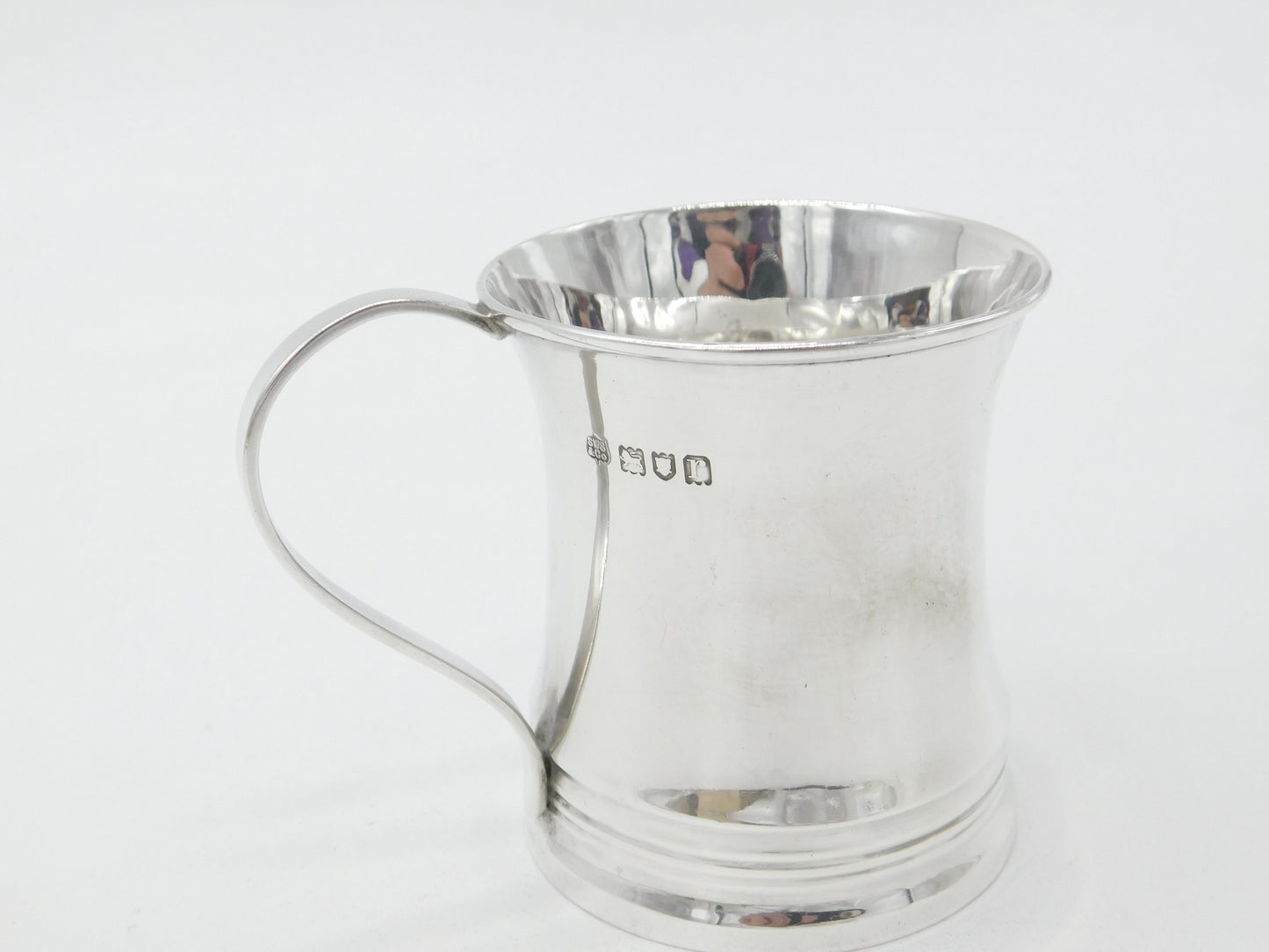 Sterling Silver Curved Form Christening Mug Tankard 1912 London Antique