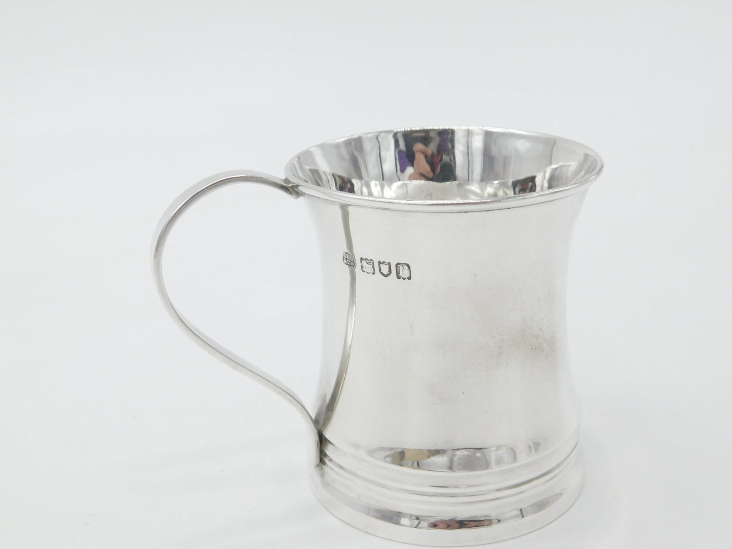 Sterling Silver Curved Form Christening Mug Tankard 1912 London Antique