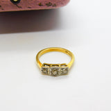 Victorian Style 18ct Yellow Gold 0.2ct Diamond Set Three Stone Ring 1985 Vintage
