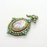 18th Century Austro-Hungarian Sterling Silver, Pearl, Turquoise Mourning Pendant c1790