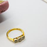 Victorian Style 18ct Yellow Gold 0.2ct Diamond Set Three Stone Ring 1985 Vintage