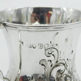 Victorian Sterling Silver Floral Pattern Christening Mug Antique 1861 London