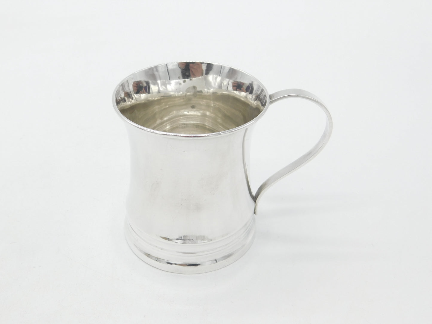 Sterling Silver Curved Form Christening Mug Tankard 1912 London Antique