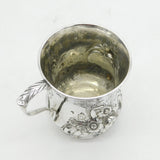 Victorian Sterling Silver Floral Pattern Christening Mug Antique 1861 London