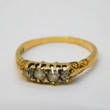 Victorian 18ct Yellow Gold Four-Stone Old-Cut Diamond Boat Ring Antique c1880