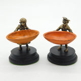 Victorian Pair of Cast Bronze Mr & Mrs Monkey Novelty Salt Cellars Antique c1860