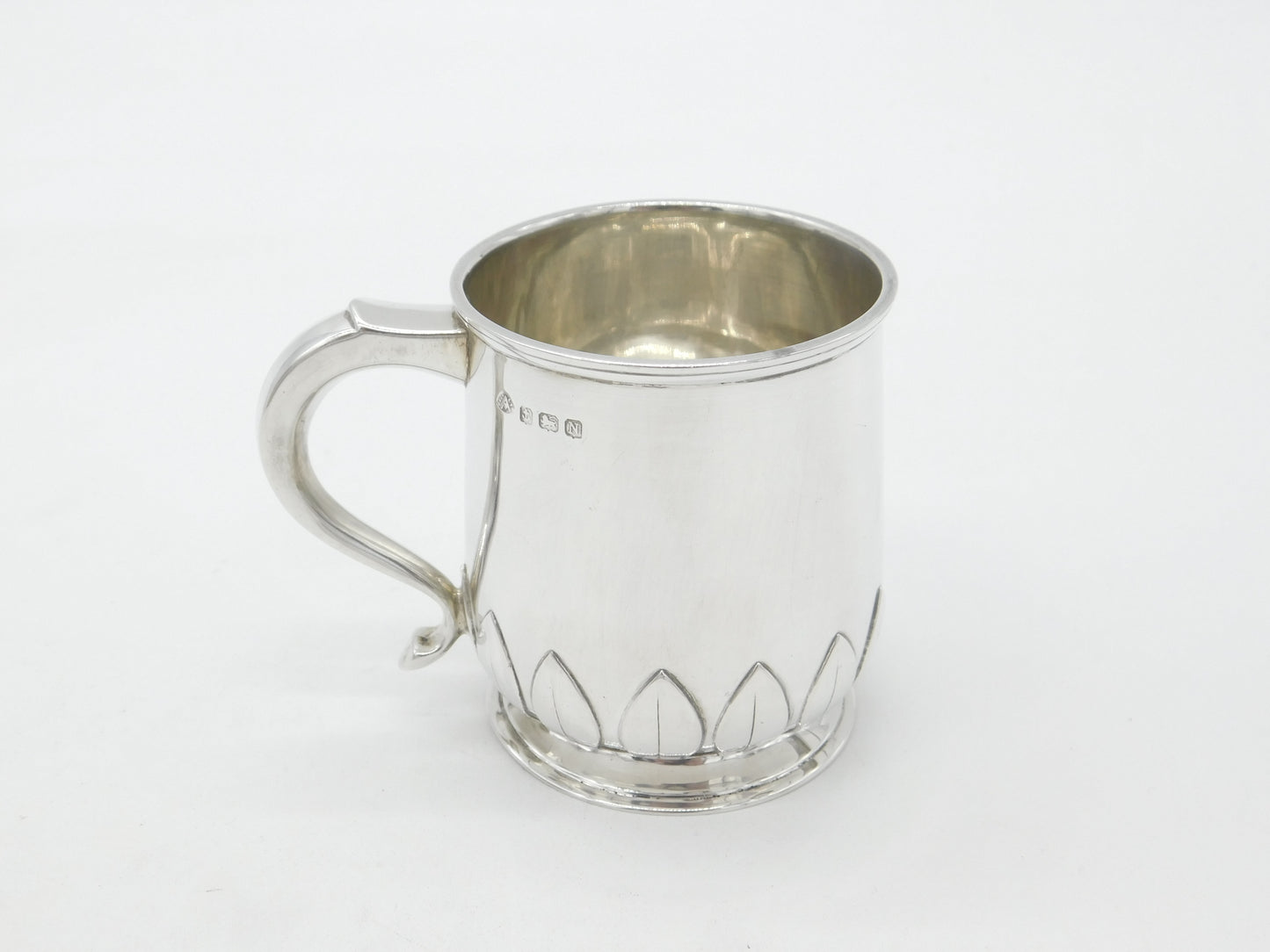 Sterling Silver Leaf Pattern Christening Mug 1937 Birmingham Adie Bros. Antique