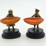 Victorian Pair of Cast Bronze Mr & Mrs Monkey Novelty Salt Cellars Antique c1860