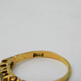 Victorian 18ct Yellow Gold Four-Stone Old-Cut Diamond Boat Ring Antique c1880