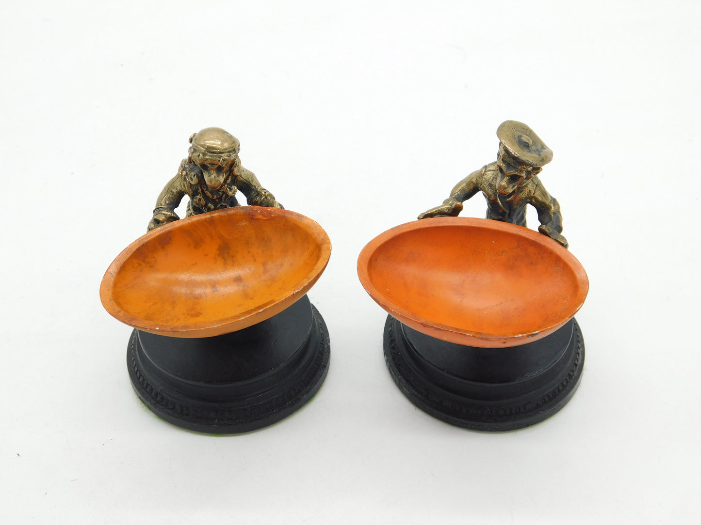 Victorian Pair of Cast Bronze Mr & Mrs Monkey Novelty Salt Cellars Antique c1860