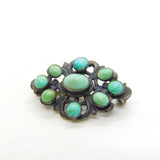 19th Century Austro-Hungarian Sterling Silver Cabochon Turquoise Brooch Antique c1860