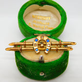 Victorian 9ct Gold, Diamond & Sapphire Horseshoe Stock Pin Brooch Antique