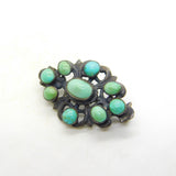 19th Century Austro-Hungarian Sterling Silver Cabochon Turquoise Brooch Antique c1860