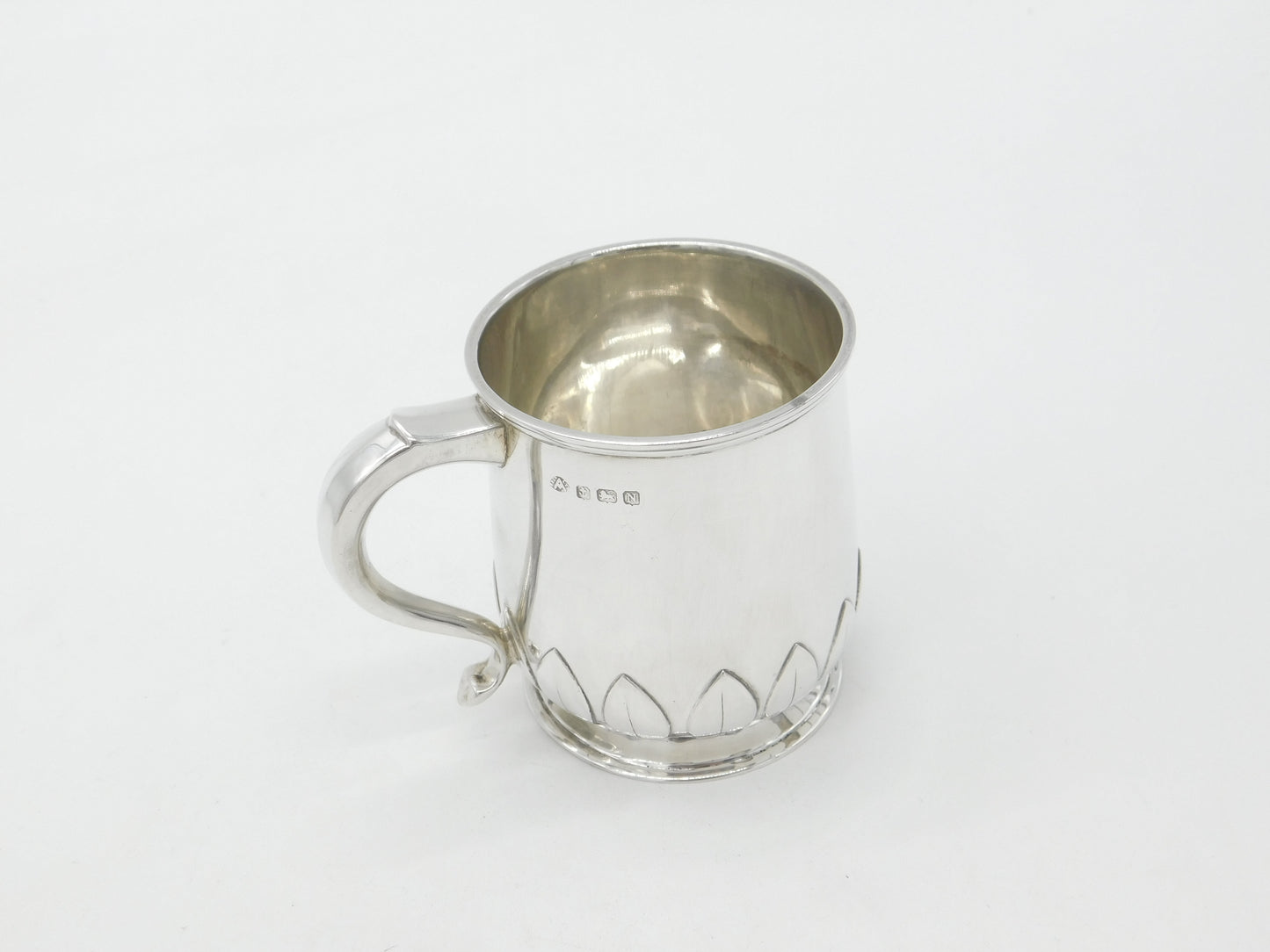 Sterling Silver Leaf Pattern Christening Mug 1937 Birmingham Adie Bros. Antique