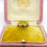 Victorian Style 18ct Gold, 0.1ct Diamond & Garnet Set Boat Ring 1973 Vintage