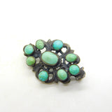 19th Century Austro-Hungarian Sterling Silver Cabochon Turquoise Brooch Antique c1860